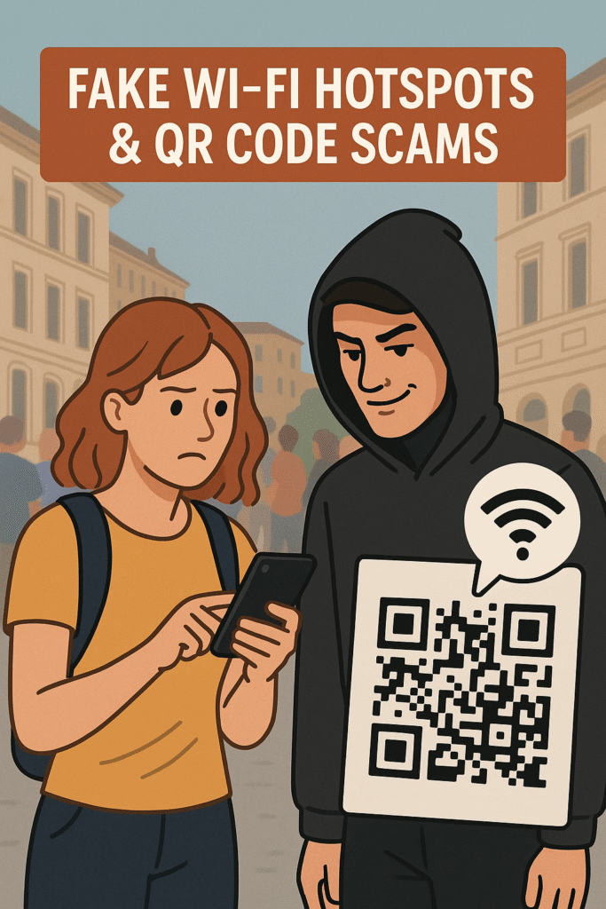Tourist tricked by fake Wi-Fi and QR code scam in a European city – 2025